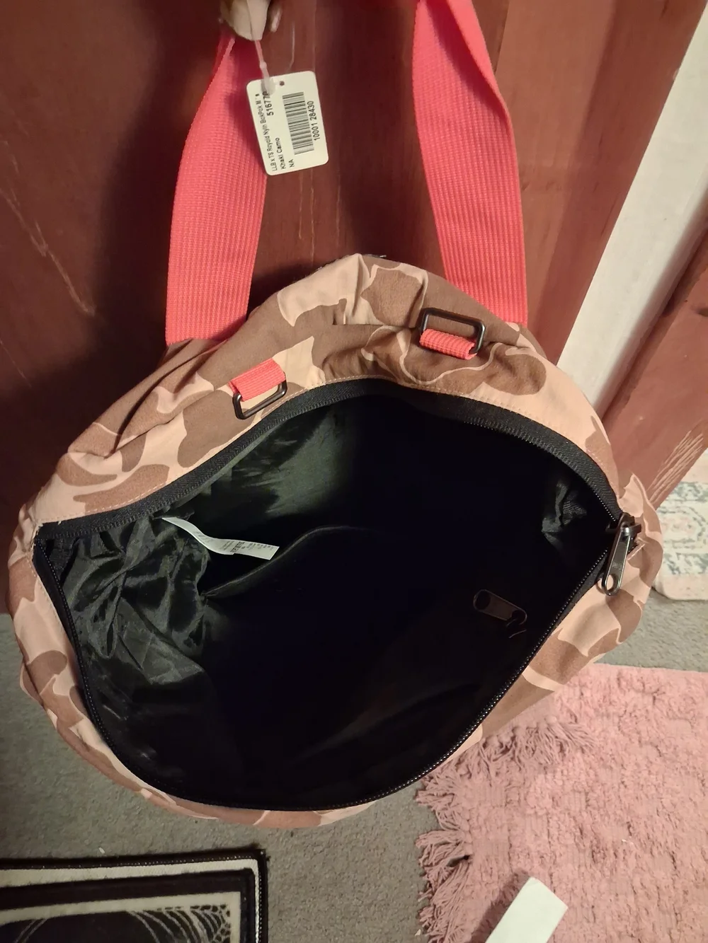 L.L.Bean Camo Tote with Coral Straps